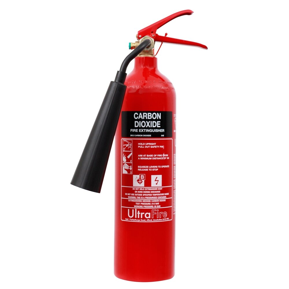 Black-labelled CO2 fire extinguisher for electrical and Class B fires