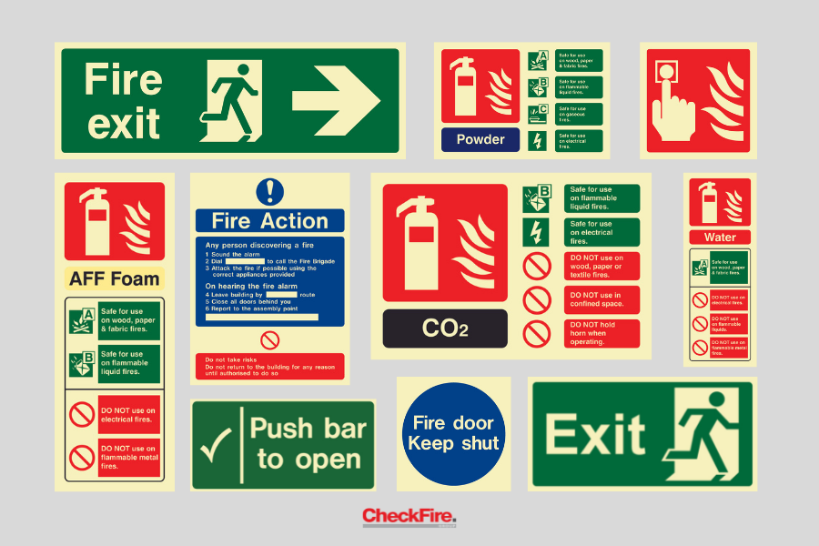 Fire safety signs and symbols colour code